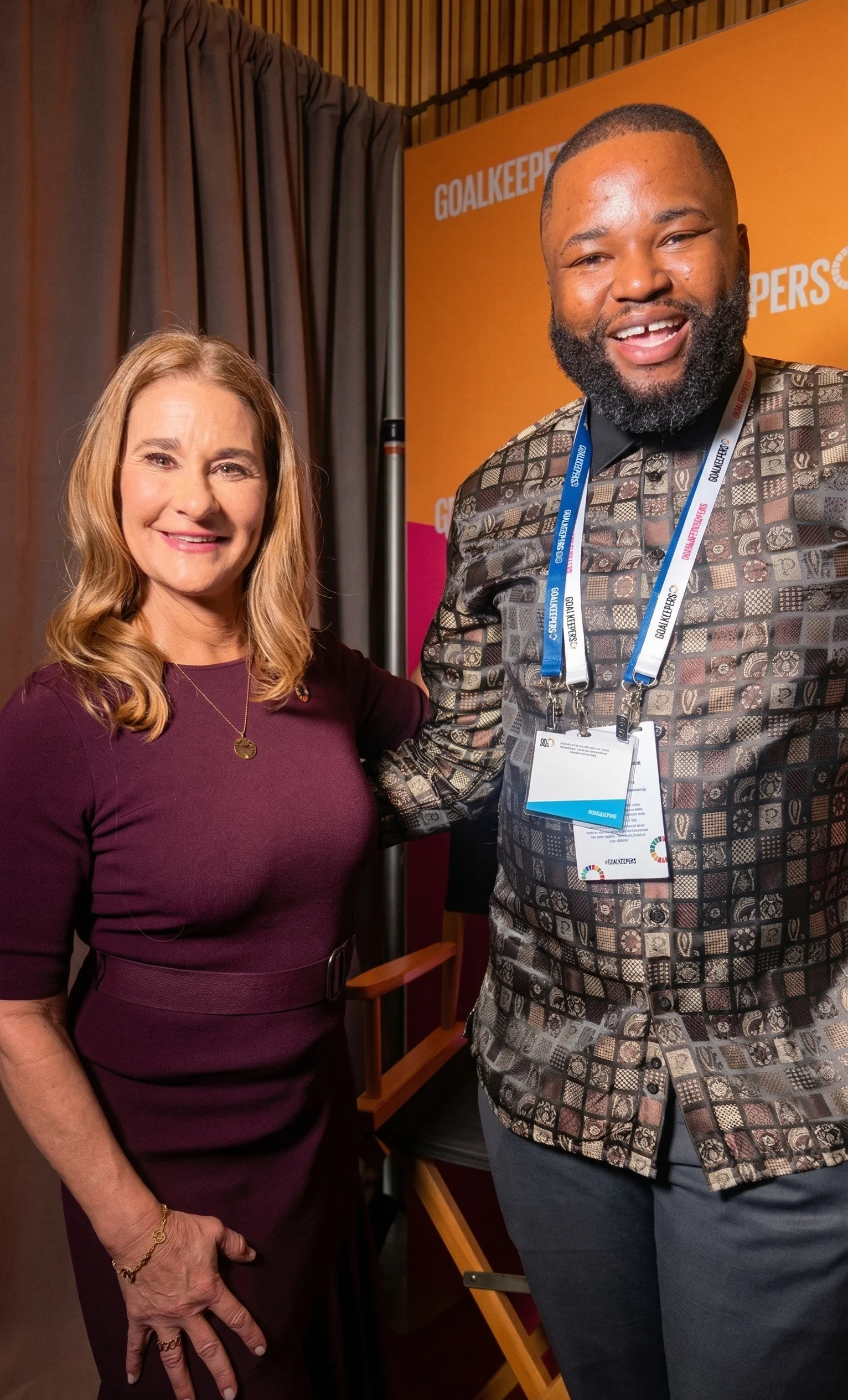 Emmanuel Bonoko with Bill Gates at the Goalkeepers Summit, New York City 2023